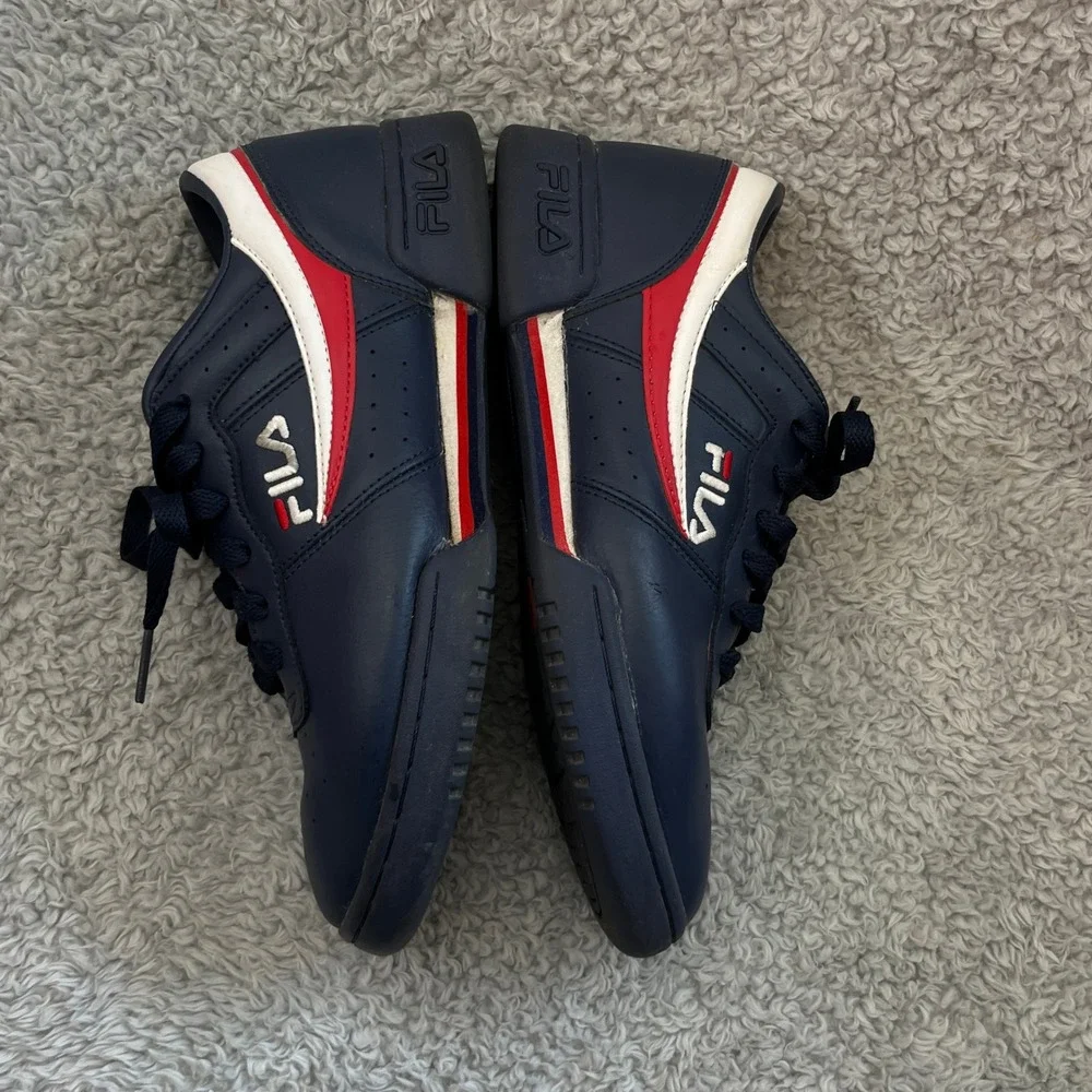 Fila Original Fitness Sneakers Mens 8.5 Navy Blue Red White 11F16LT-460 - Picture 6 of 13